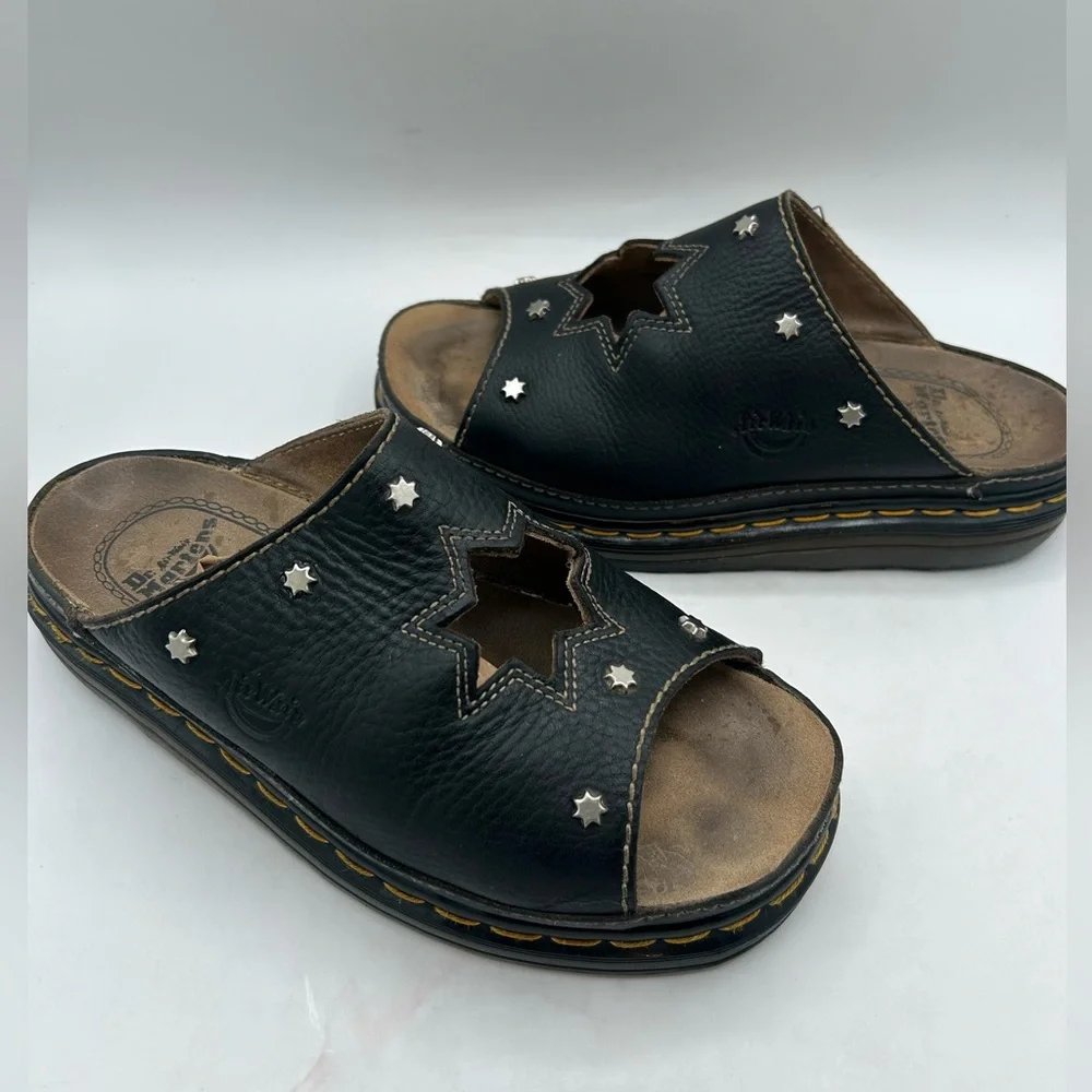 RARE vintage Dr Marten Star Cut Out Studded Slides Made In England Dunnet Sandal - Picture 6 of 17